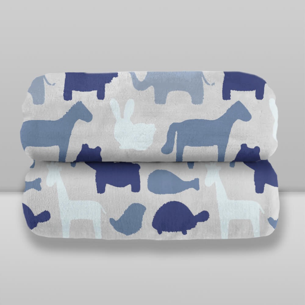 Cobertor Bebê Luxo Safari 0,80 x 1,10 Azul Bebê