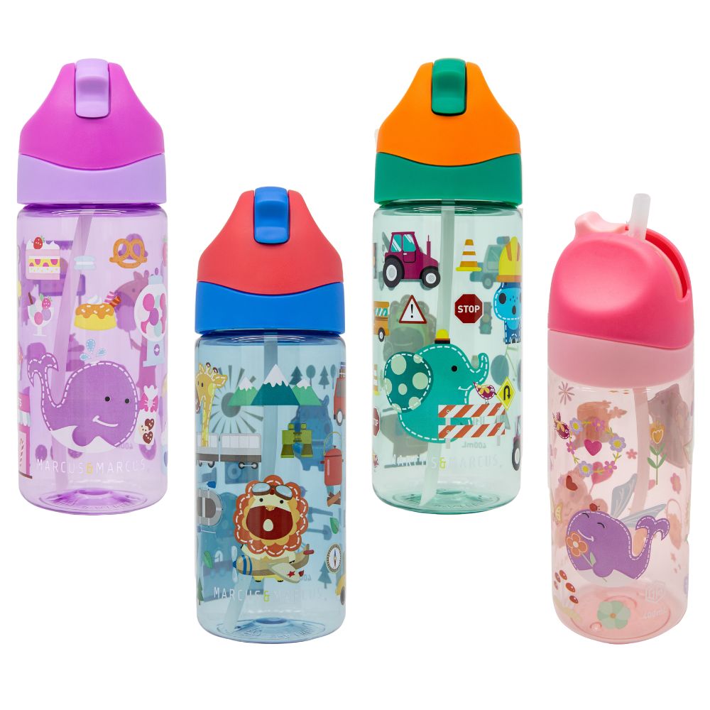 Garrafa Infantil em Tritan Antigermes 400ml Fadas Rosa - Marcus & Marcus