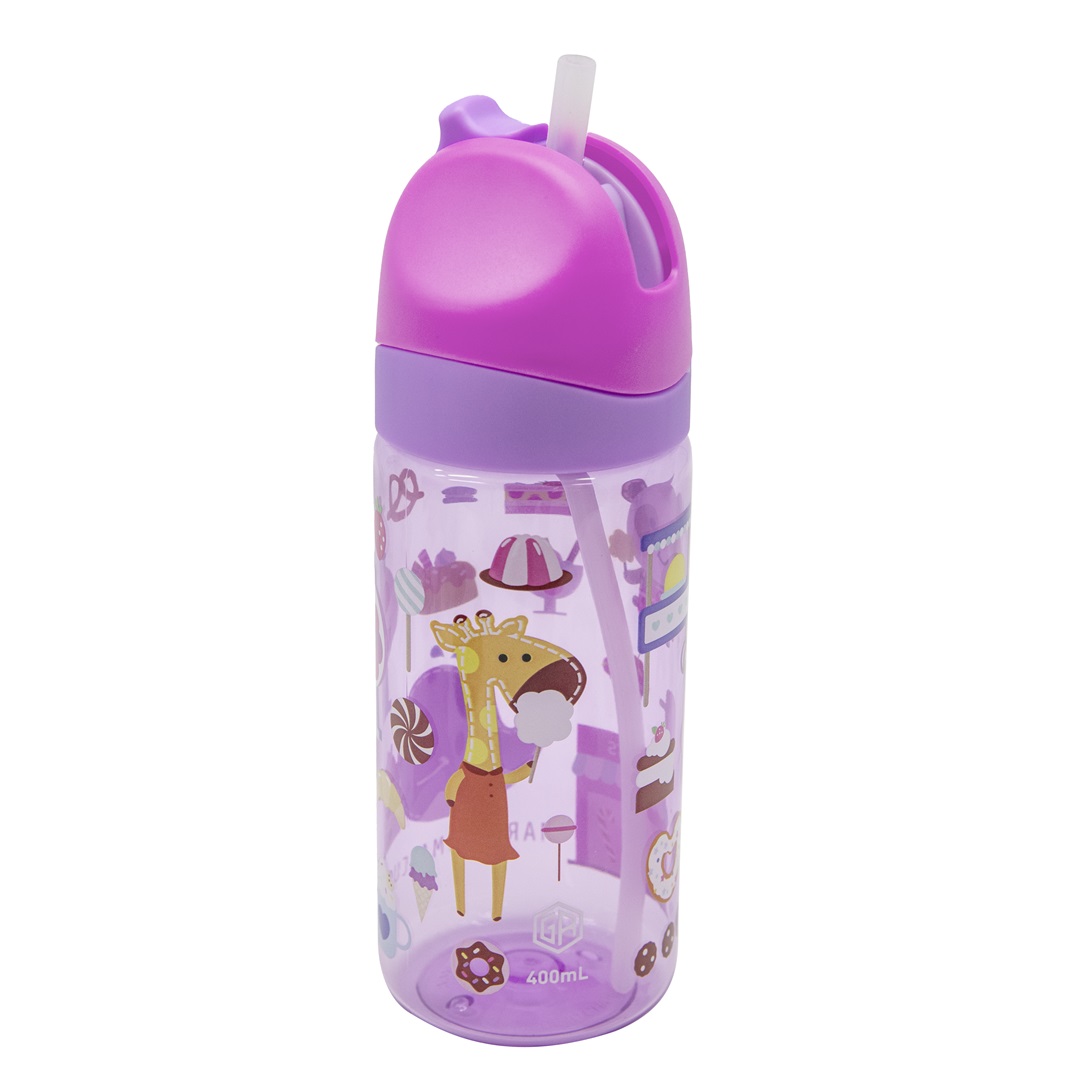 Garrafa Infantil em Tritan Antigermes 400ml Doces Lillás - Marcus & Marcus