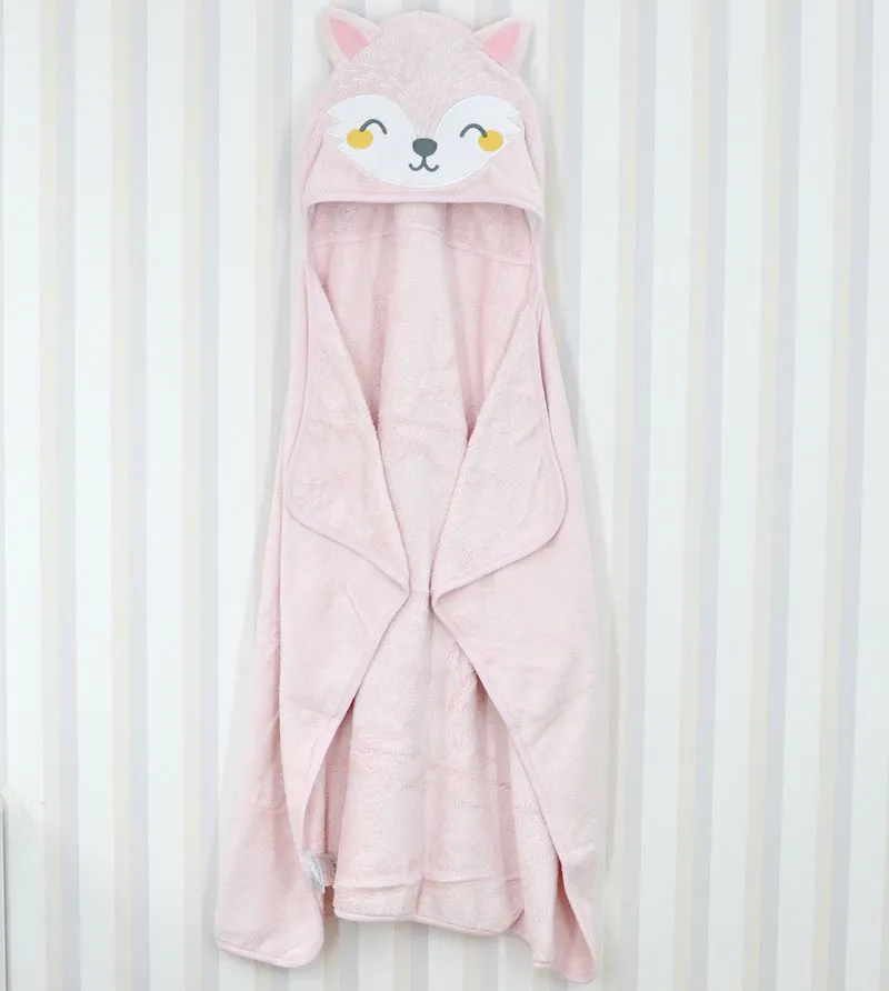 Toalha de Banho com Capuz Comfort Power Sec Raposa Rosa - Laço Bebê
