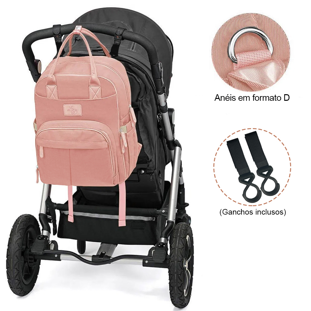 Bolsa Mochila Maternidade Alice Rosa - Laço Bebê