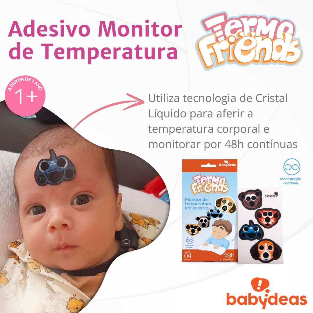 TERMOFRIENDS - Termômetro Adesivo que Monitora a Temperatura (04 unidades) - Babydeas