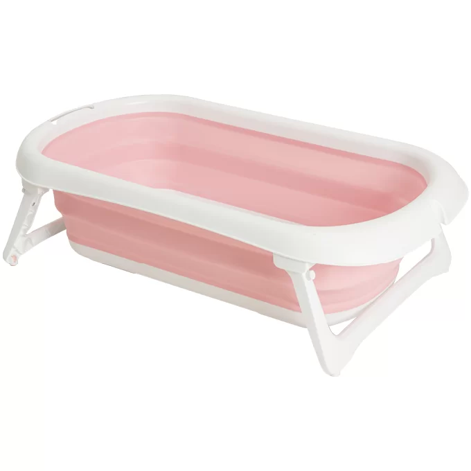 Banheira Dobrável Flex + Suporte de Elevação Rosa - Kiddo