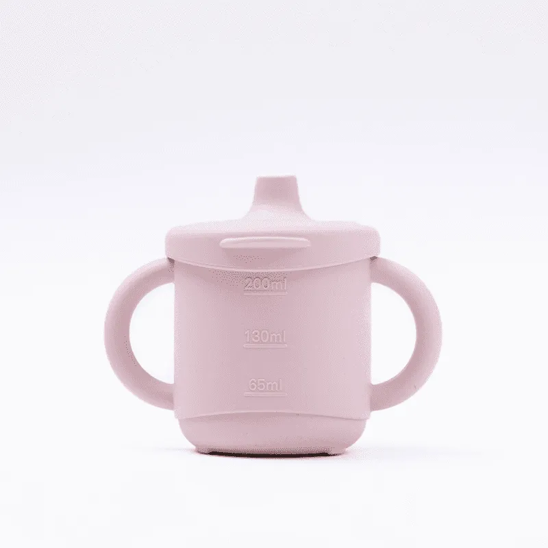 Copo de Silicone Infantil 2 em 1 com Alça Rosa 270ml - Petit Piá
