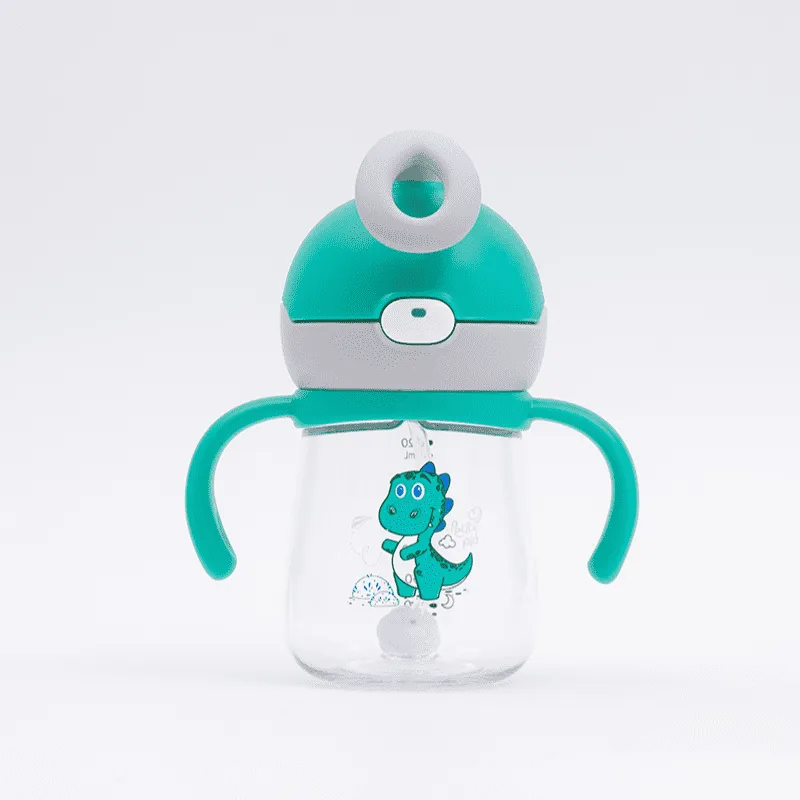 Copo Infantil Tritan com Alça Removível e Canudo 200ml Leo Verde - Petit Piá