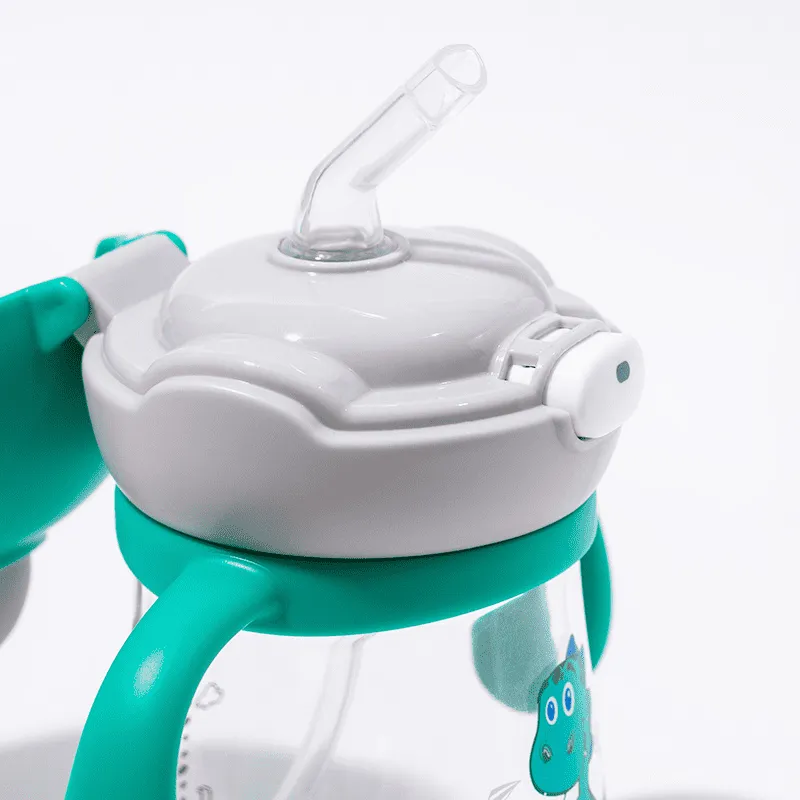 Copo Infantil Tritan com Alça Removível e Canudo 200ml Leo Verde - Petit Piá