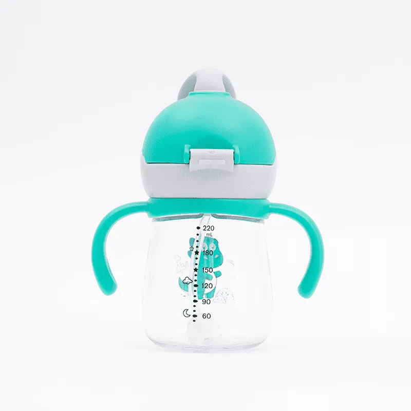 Copo Infantil Tritan com Alça Removível e Canudo 200ml Leo Verde - Petit Piá