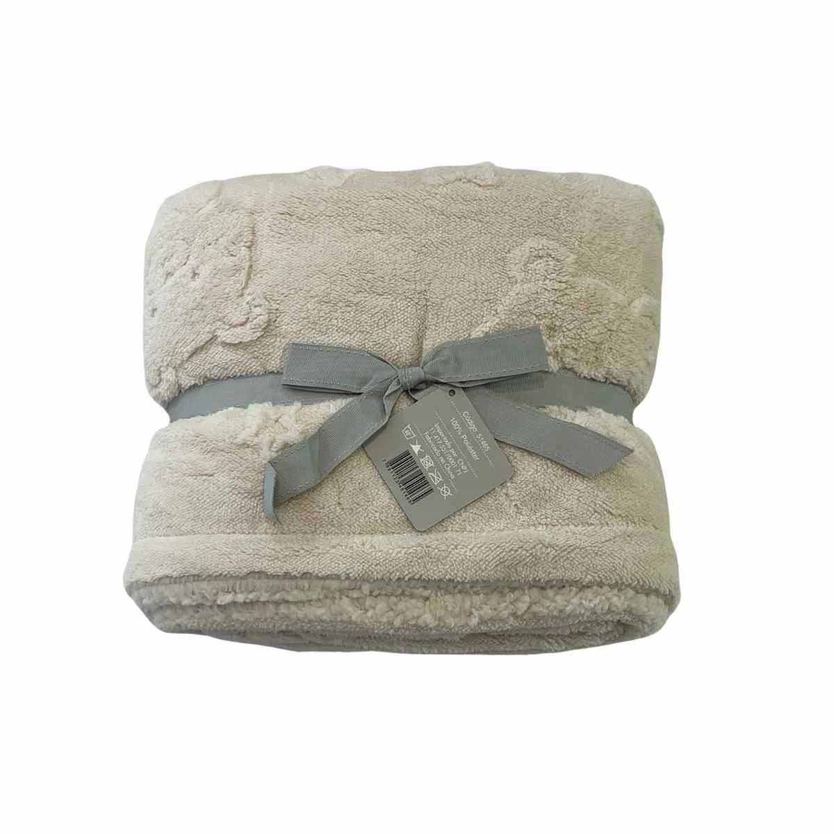 Cobertor Bebê Plush com Sherpa 0,90 x 1,10 Urso Branco