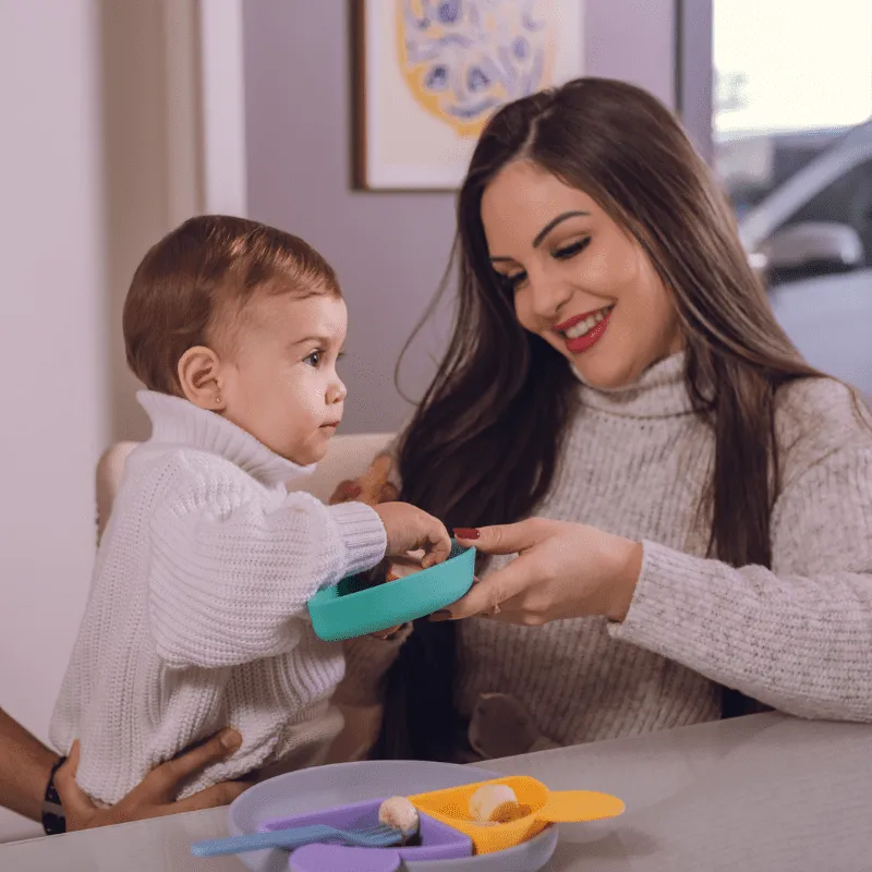 Prato Infantil de Silicone com Divisórias Removíveis e Ventosa Ursinho - Petit Piá