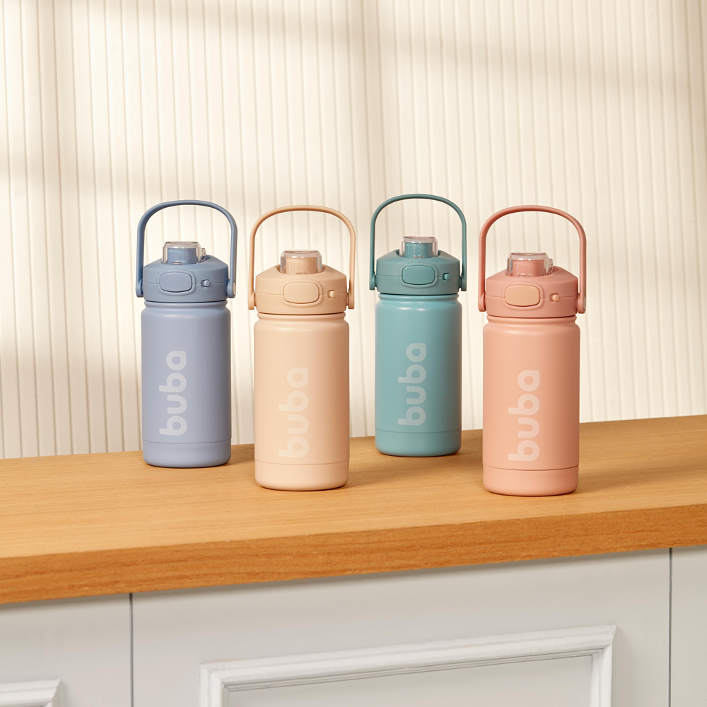 Garrafa Térmica Infantil Parede Dupla Inox 350ml Rose - Buba