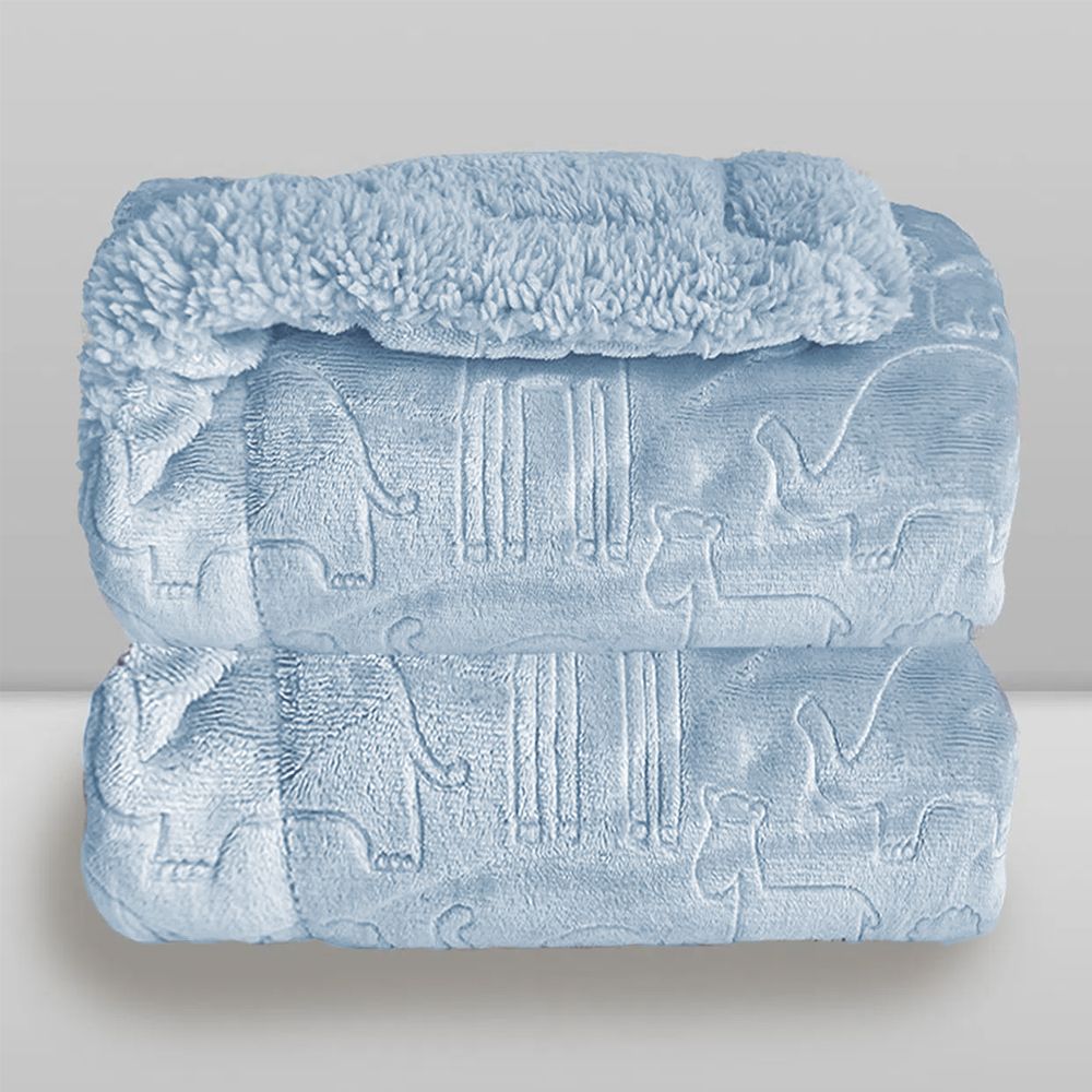 Cobertor Bebê Plush com Sherpa Ferrete 0,90 x 1,10 Azul Bebê