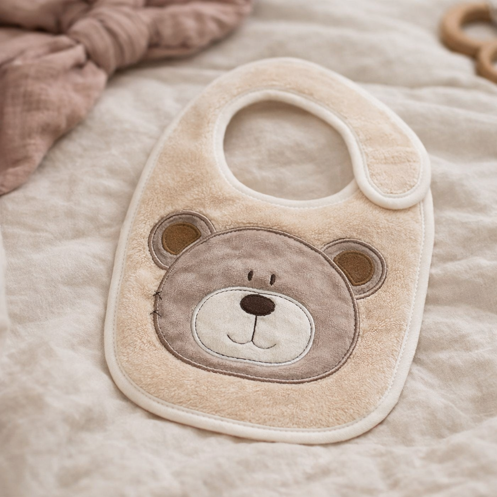 Babador Power Sec Animado Urso Bege - Laço Bebê