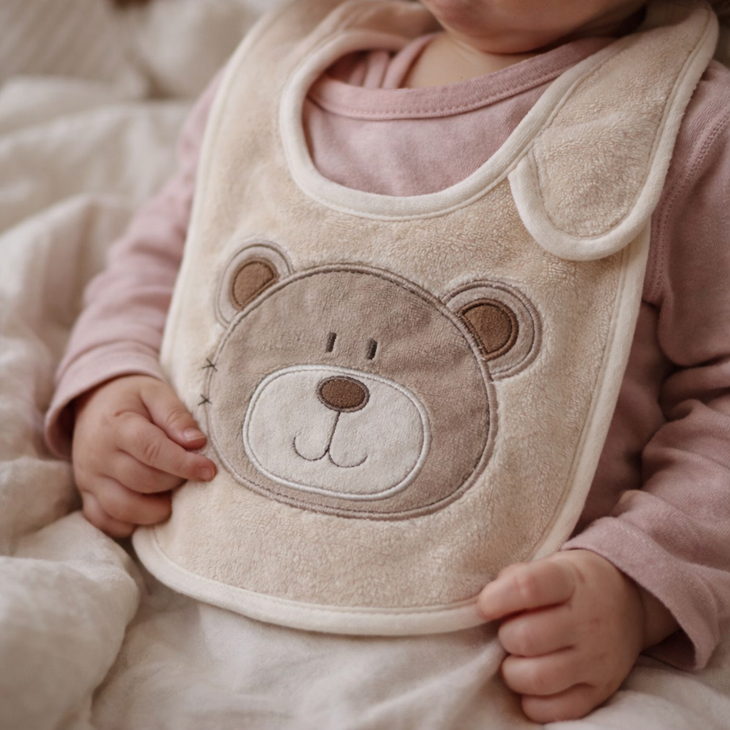 Babador Power Sec Animado Urso Bege - Laço Bebê