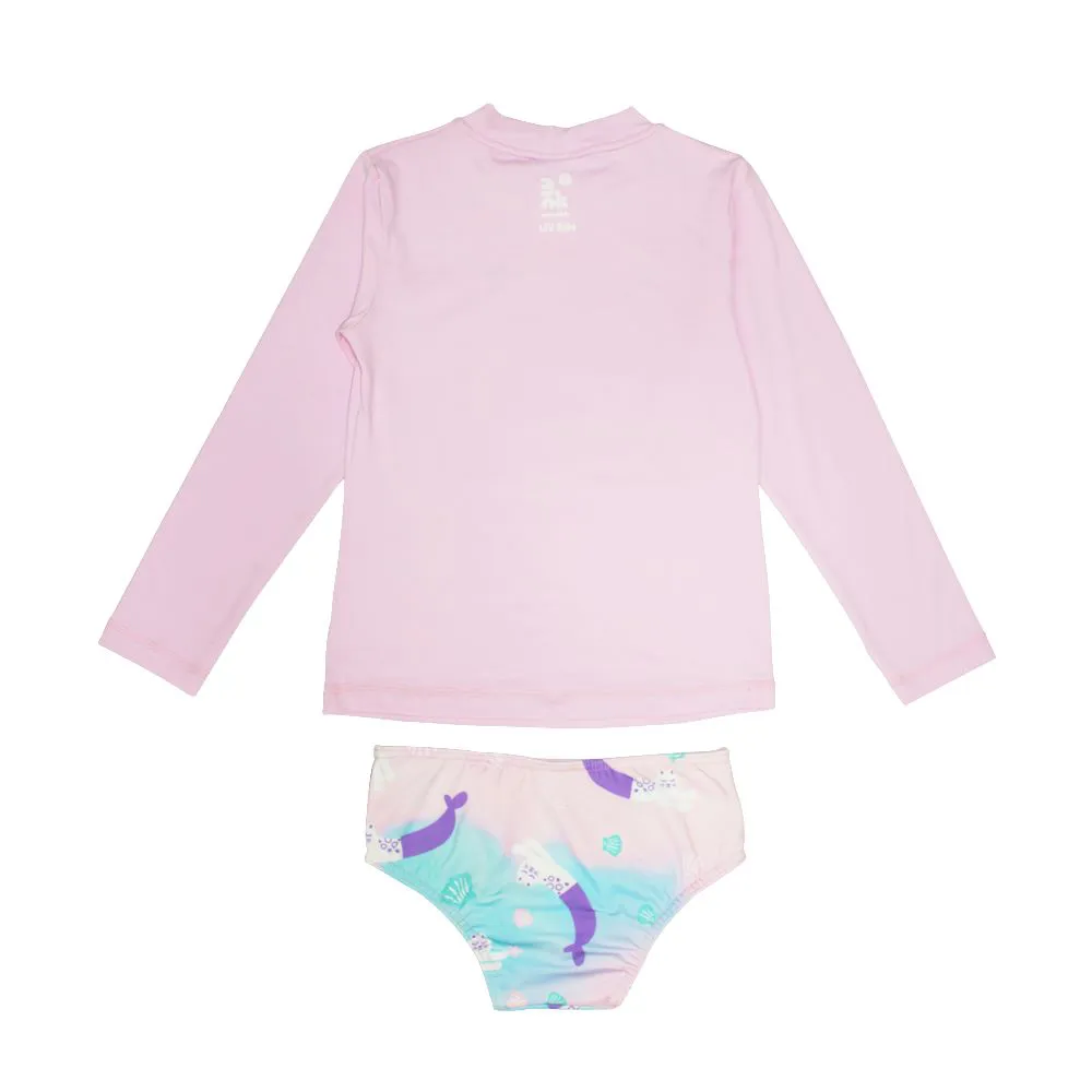 Conjunto Camiseta UV + Calcinha Gatinha Sereia Rosa Marckids