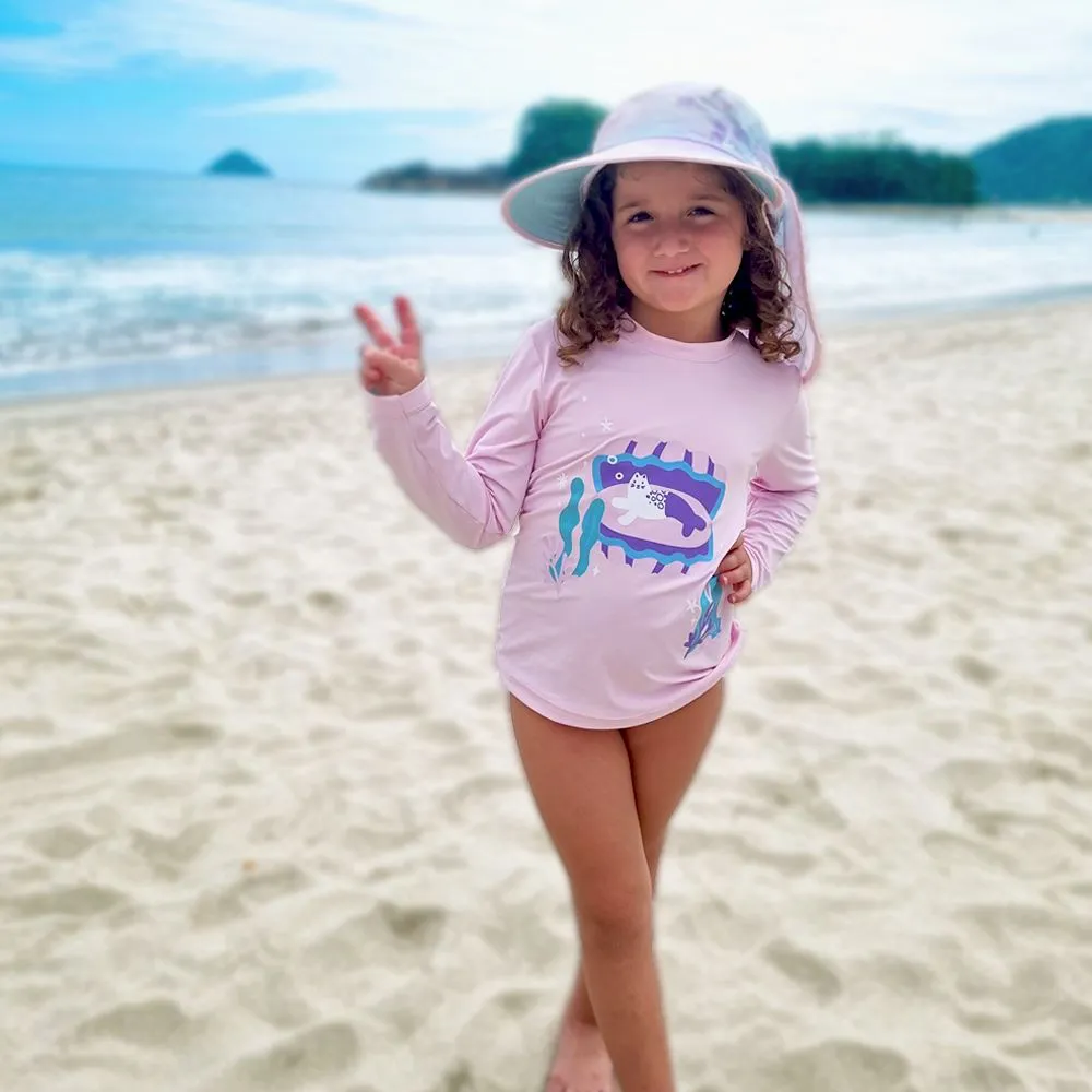 Conjunto Camiseta UV + Calcinha Gatinha Sereia Rosa Marckids