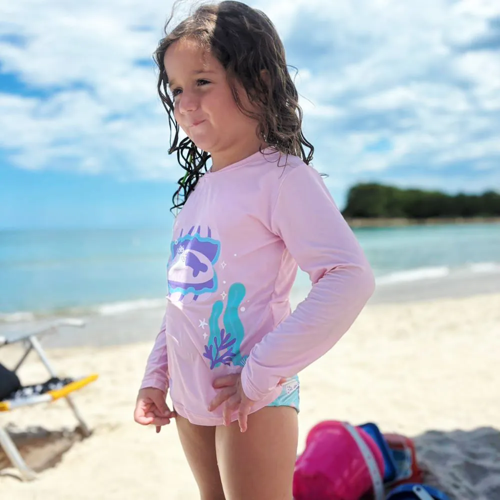 Conjunto Camiseta UV + Calcinha Gatinha Sereia Rosa Marckids