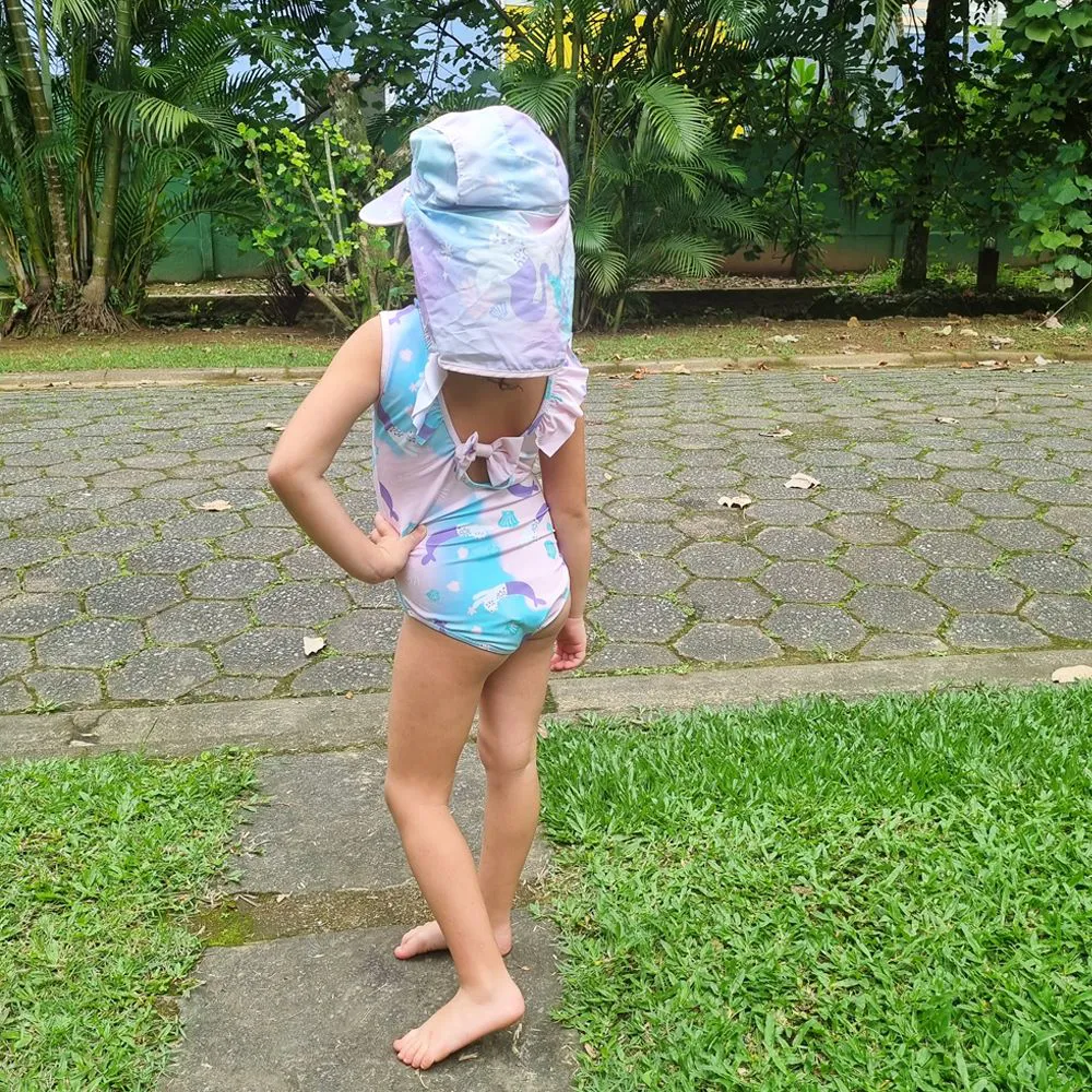 Maiô Infantil Gatinha Sereia Rosa - Marckids