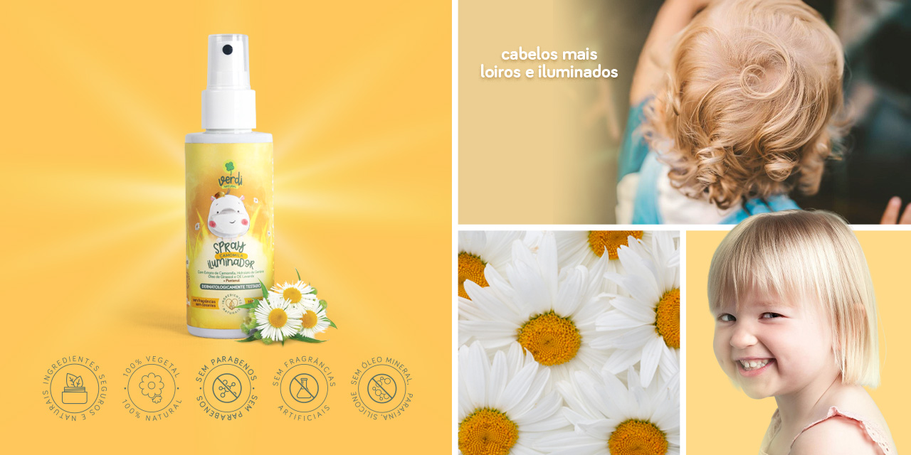 Spray Clareador de Cabelo com Camomila e Pantenol - Iluminador Natural - Verdi Natural