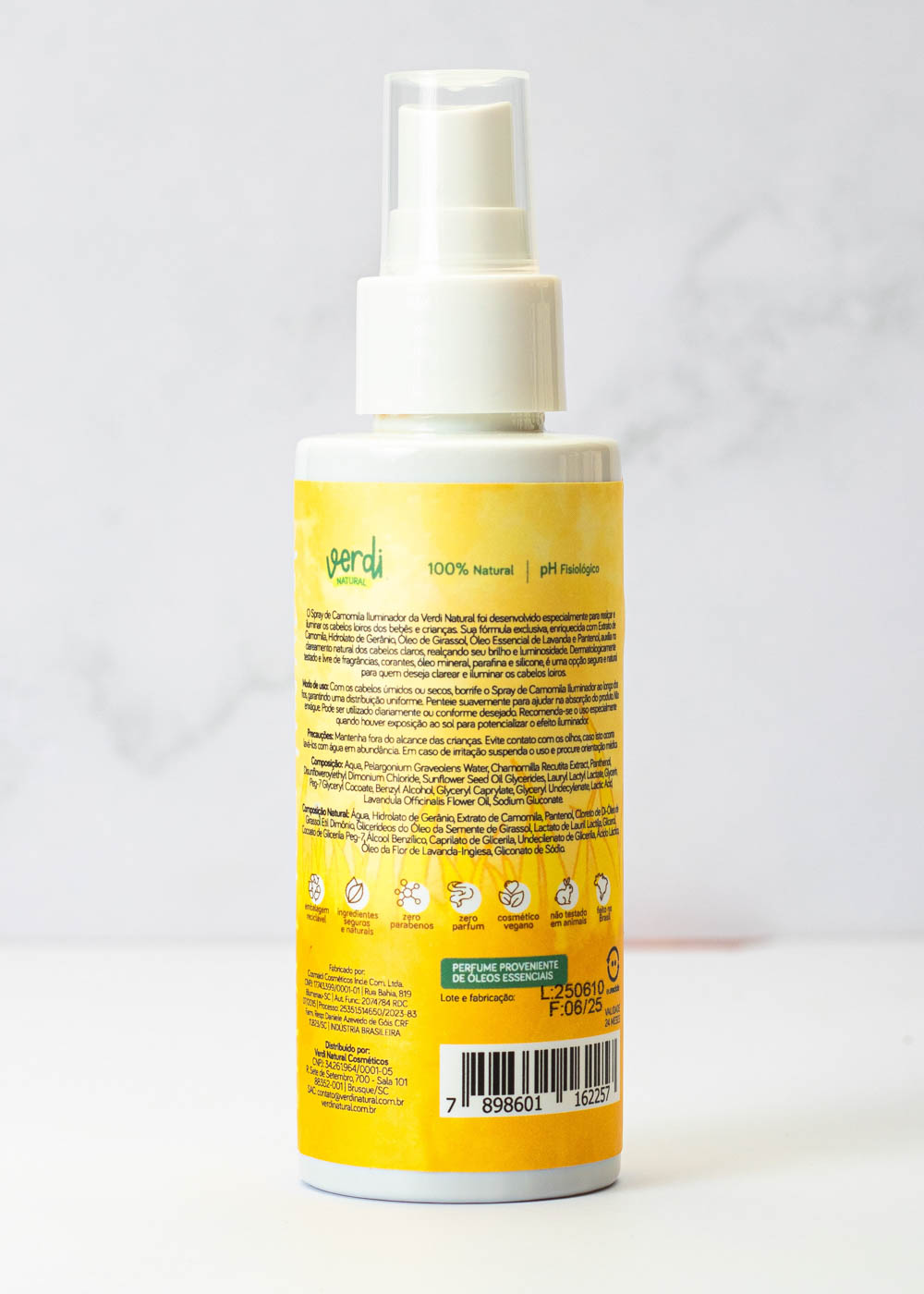 Spray Clareador de Cabelo com Camomila e Pantenol - Iluminador Natural - Verdi Natural