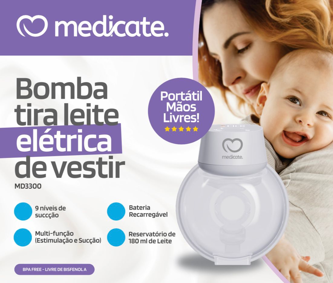 Bomba Tira-Leite Elétrica de Vestir Medicate MD3300