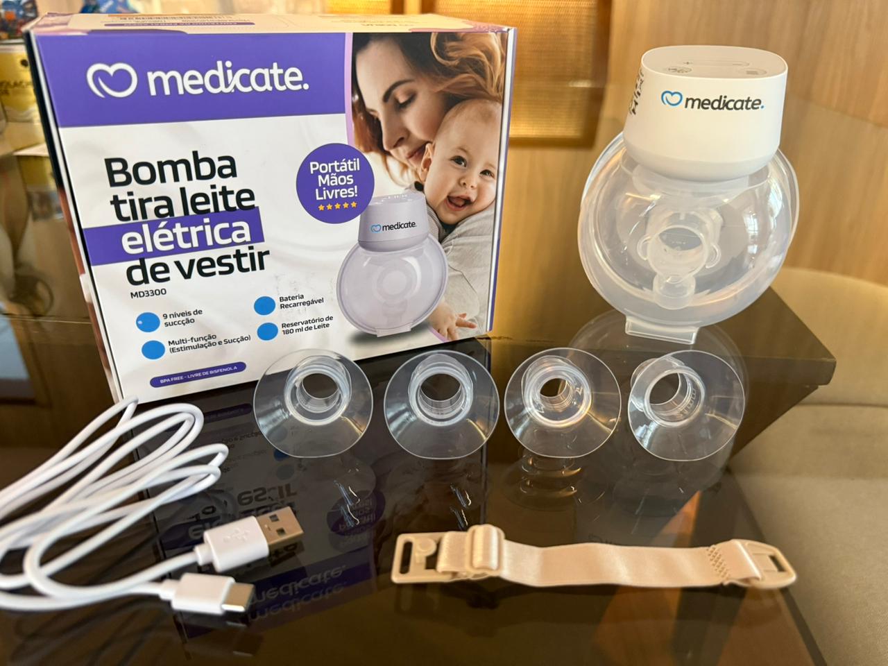 Bomba Tira-Leite Elétrica de Vestir Medicate MD3300