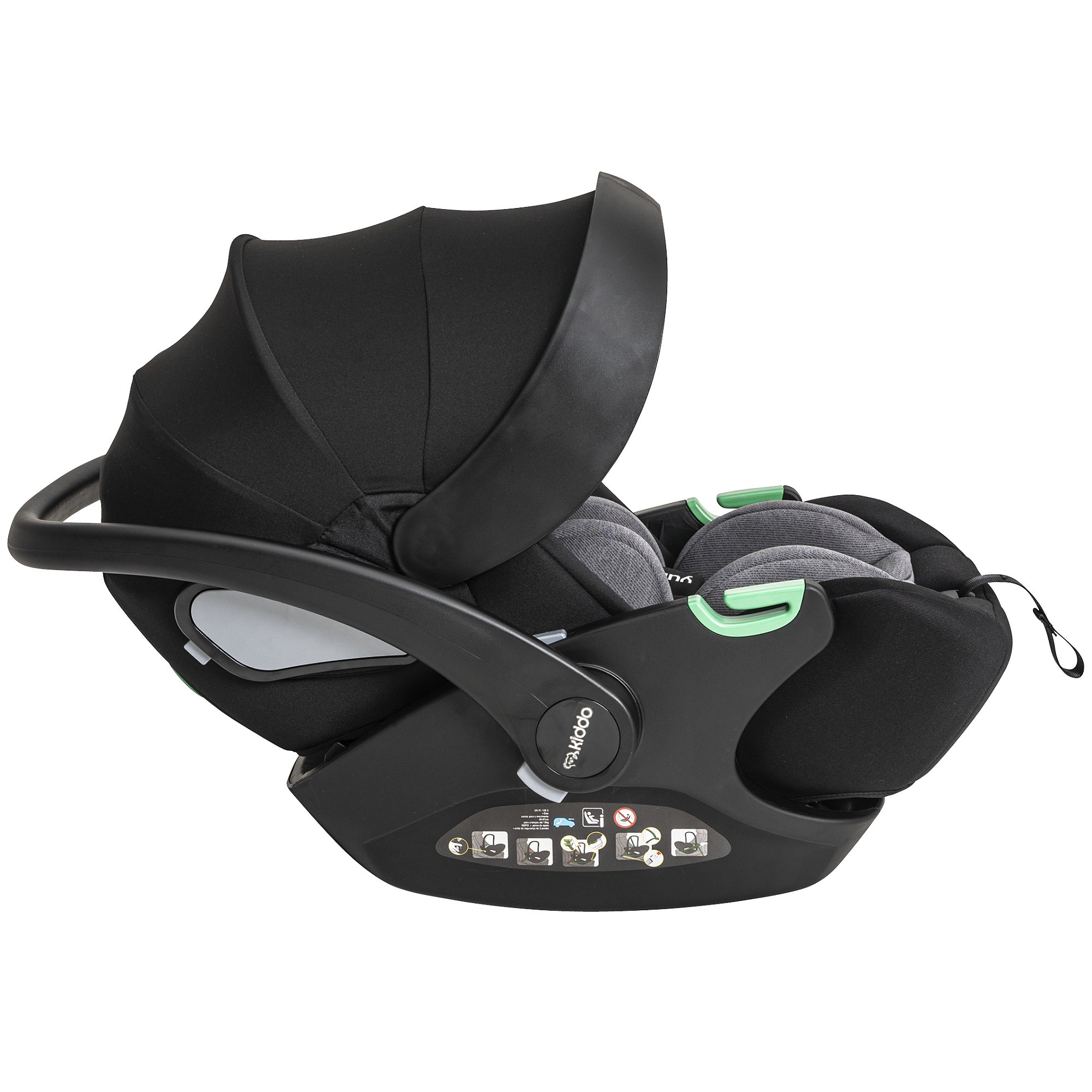 Carrinho de Bebê Kiddo Savvy 360° + Moisés + Bebê Conforto Yuba + Base Preto