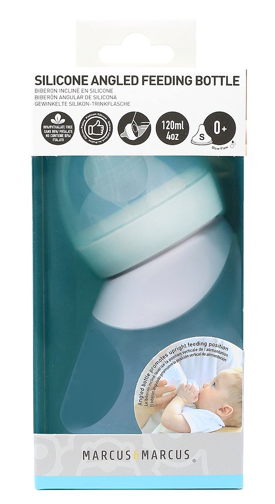 BABY OPEN BOX - Mamadeira Angulada em Silicone 0+ meses 120ml Verde - Marcus & Marcus