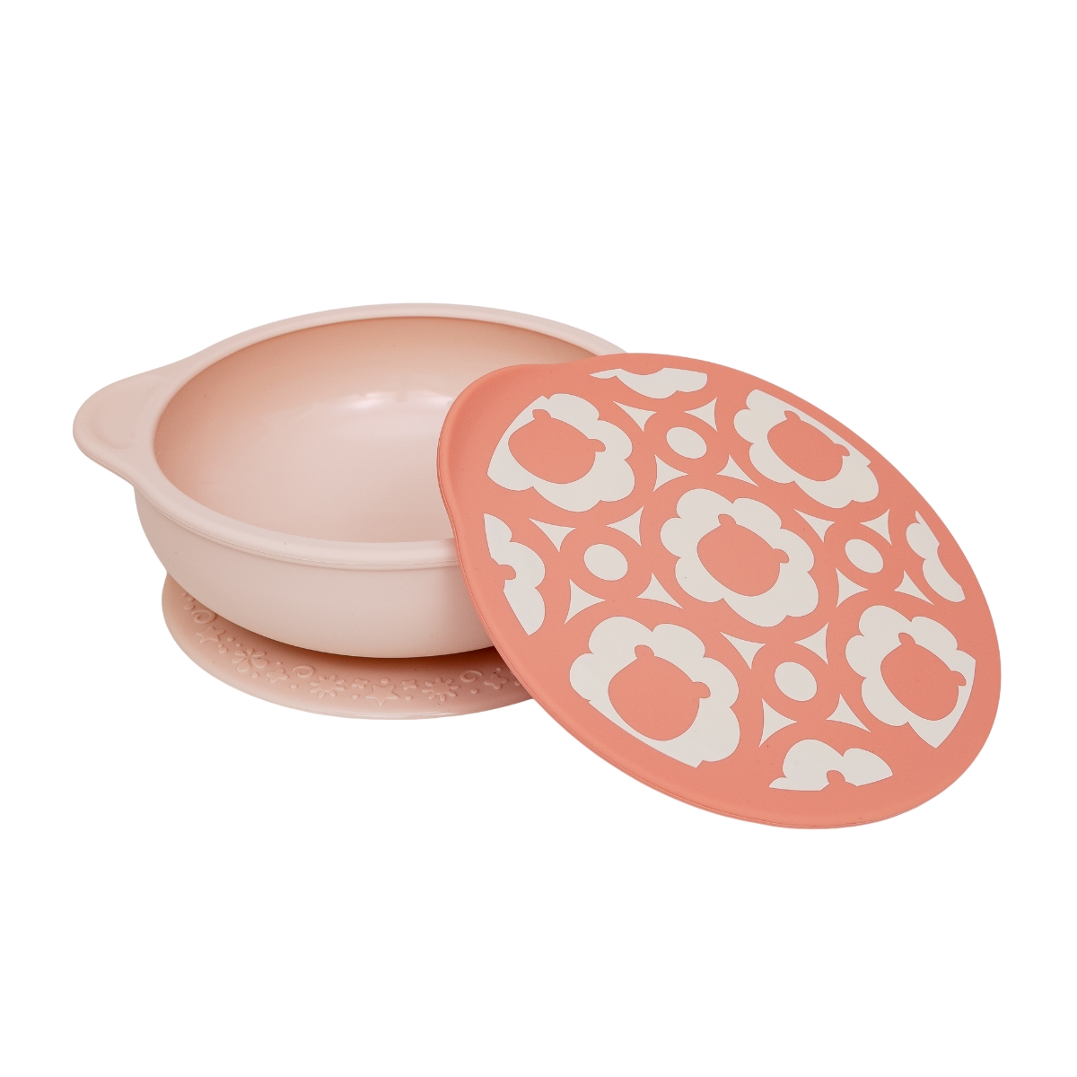 Tigela com Sucção e Tampa em Silicone Coral Marcus & Marcus