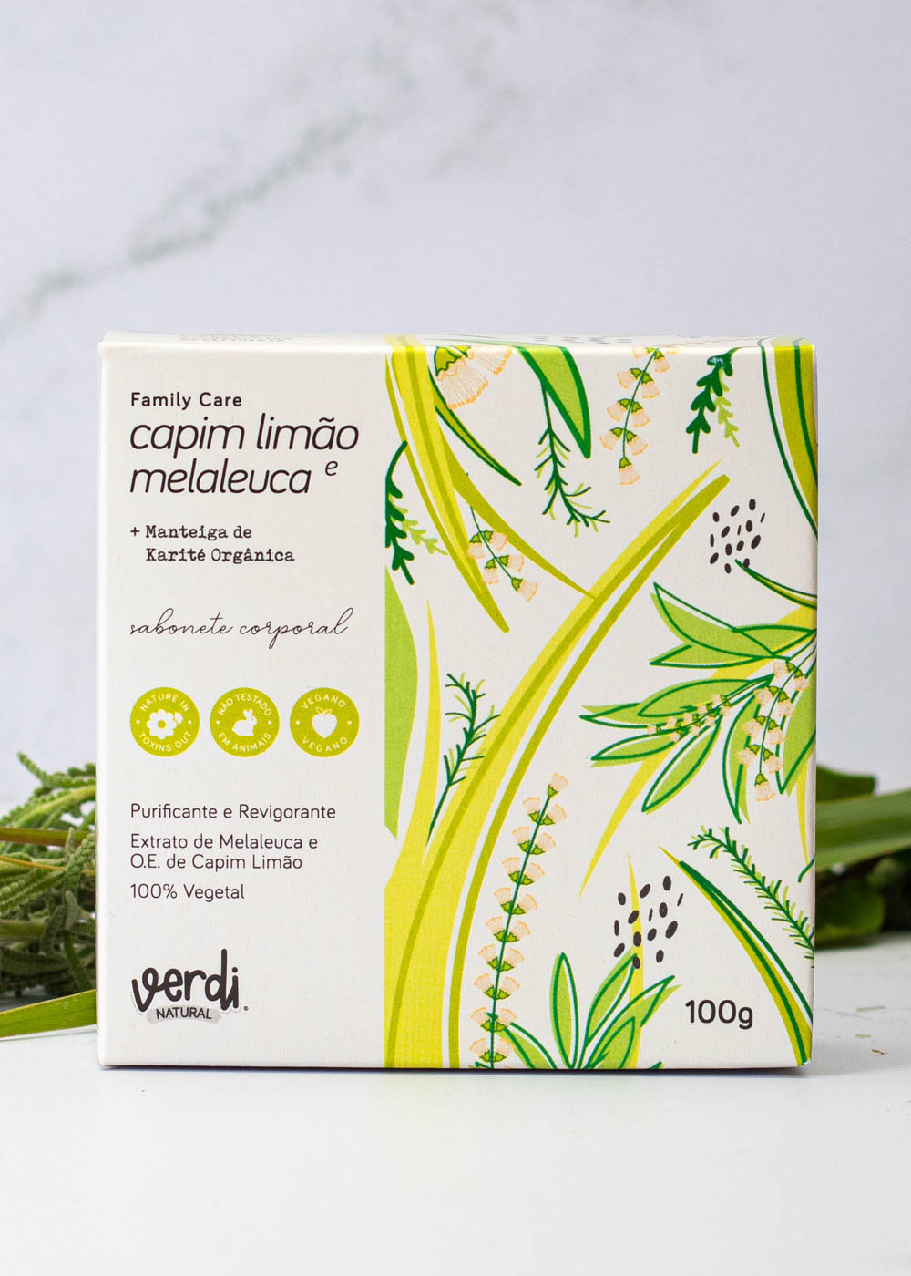 Sabonete em Barra Antisséptico e Revigorante de Melaleuca e Capim Limão - Verdi Natural