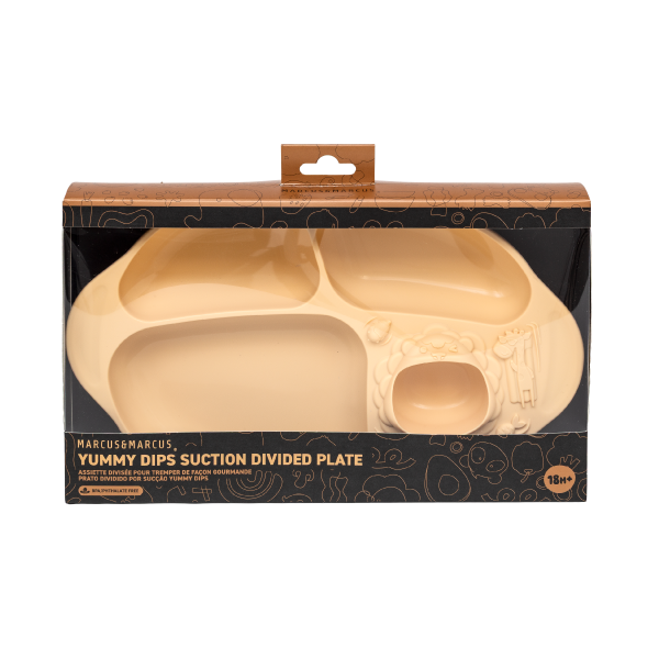 Prato de Silicone com Divisórias e Sucção Amarelo Manteiga Marcus & Marcus
