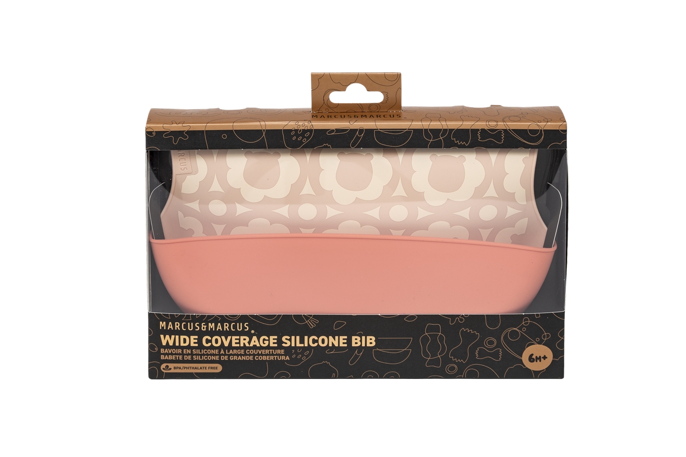Babador de Silicone Grande Cobertura Total Coral - Marcus & Marcus