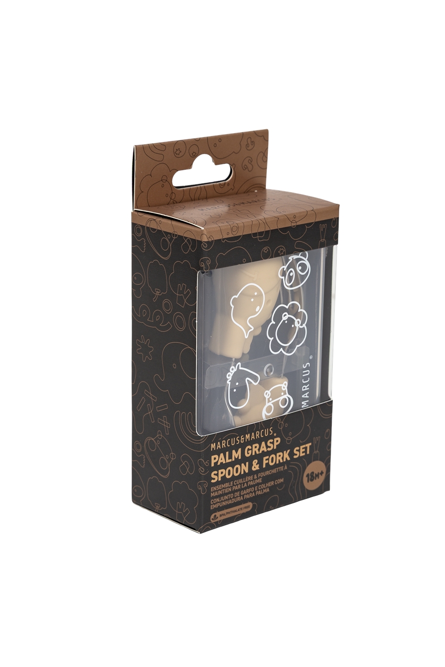 Colher e Garfo Infantil Amarelo Manteiga com Case - Marcus & Marcus