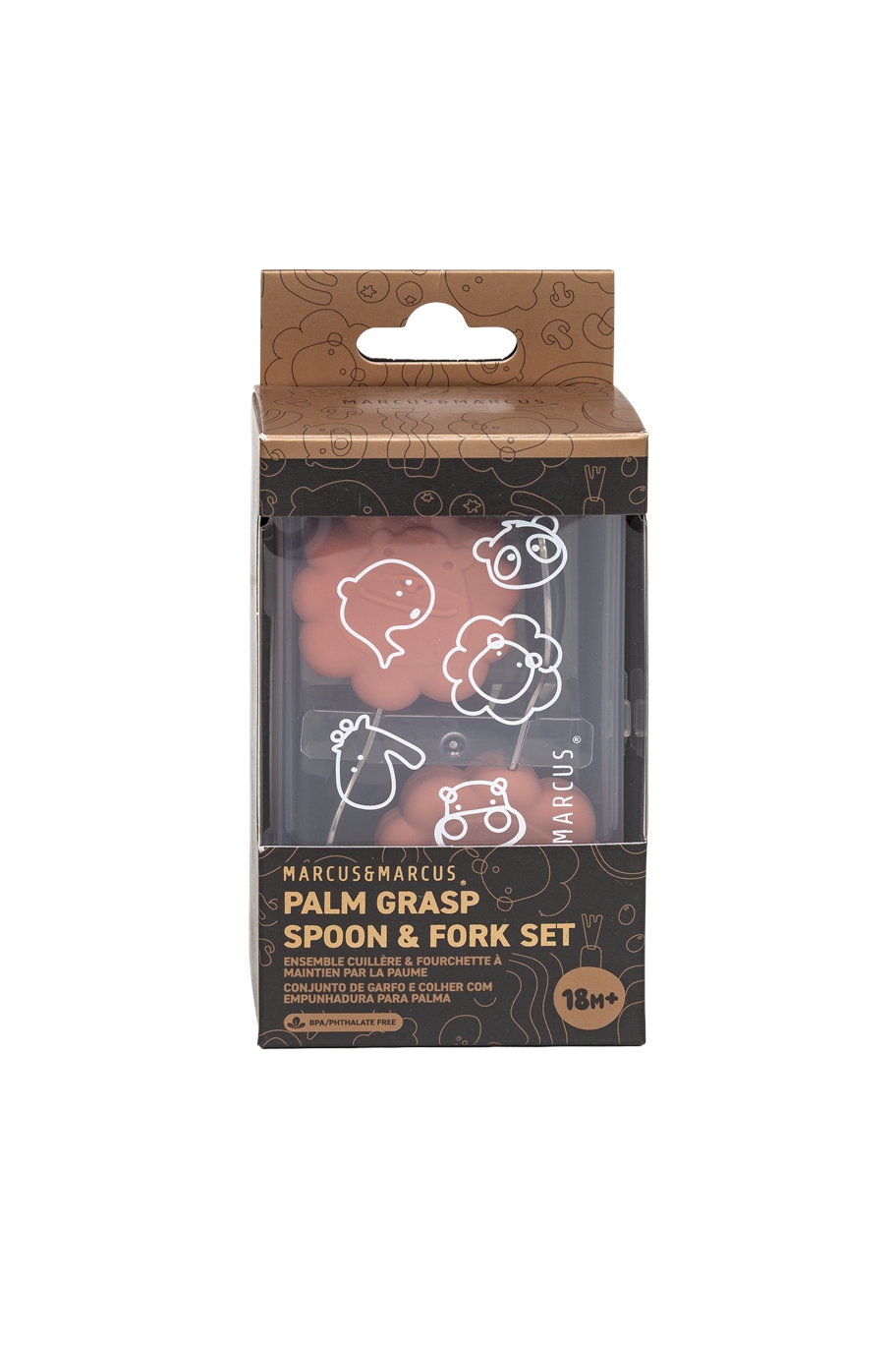 Colher e Garfo Infantil Coral com Case - Marcus & Marcus