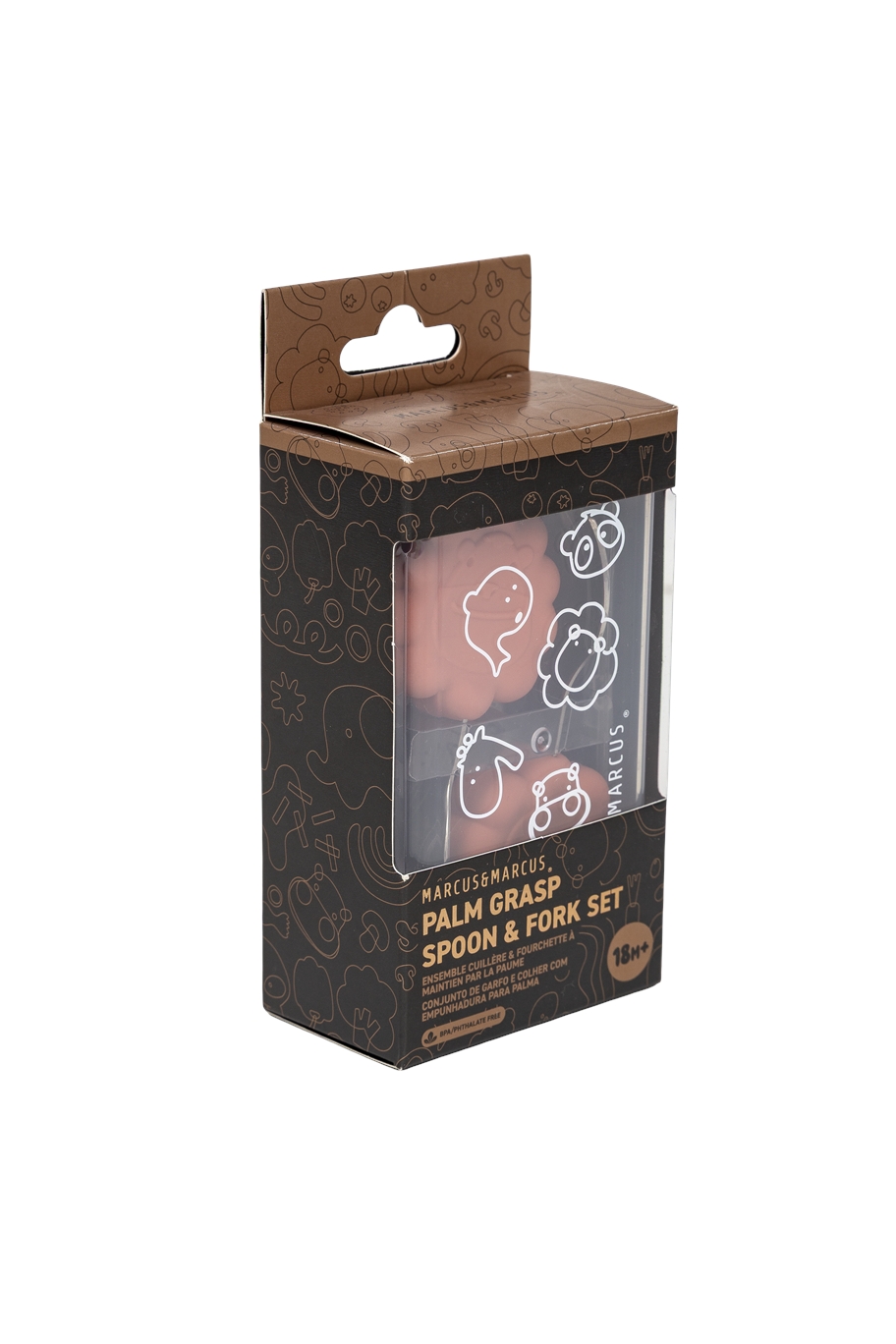 Colher e Garfo Infantil Coral com Case - Marcus & Marcus