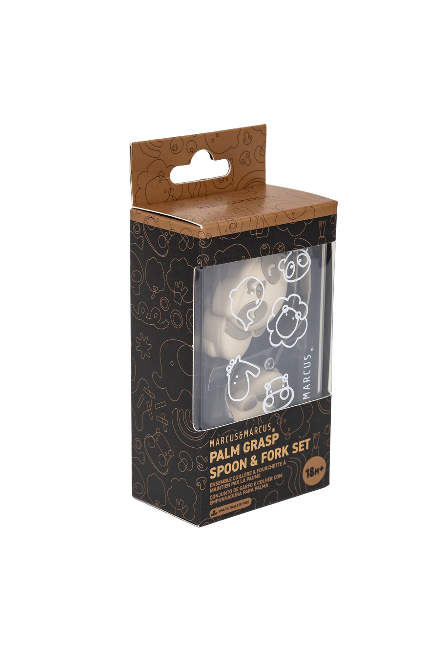 Colher e Garfo Infantil Cinza com Case - Marcus & Marcus