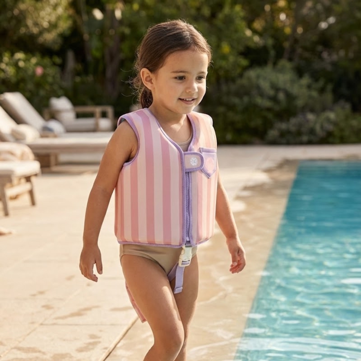 Colete Flutuador Infantil Listras Fundo do Mar M (11-19 Kg) - Marcus & Marcus
