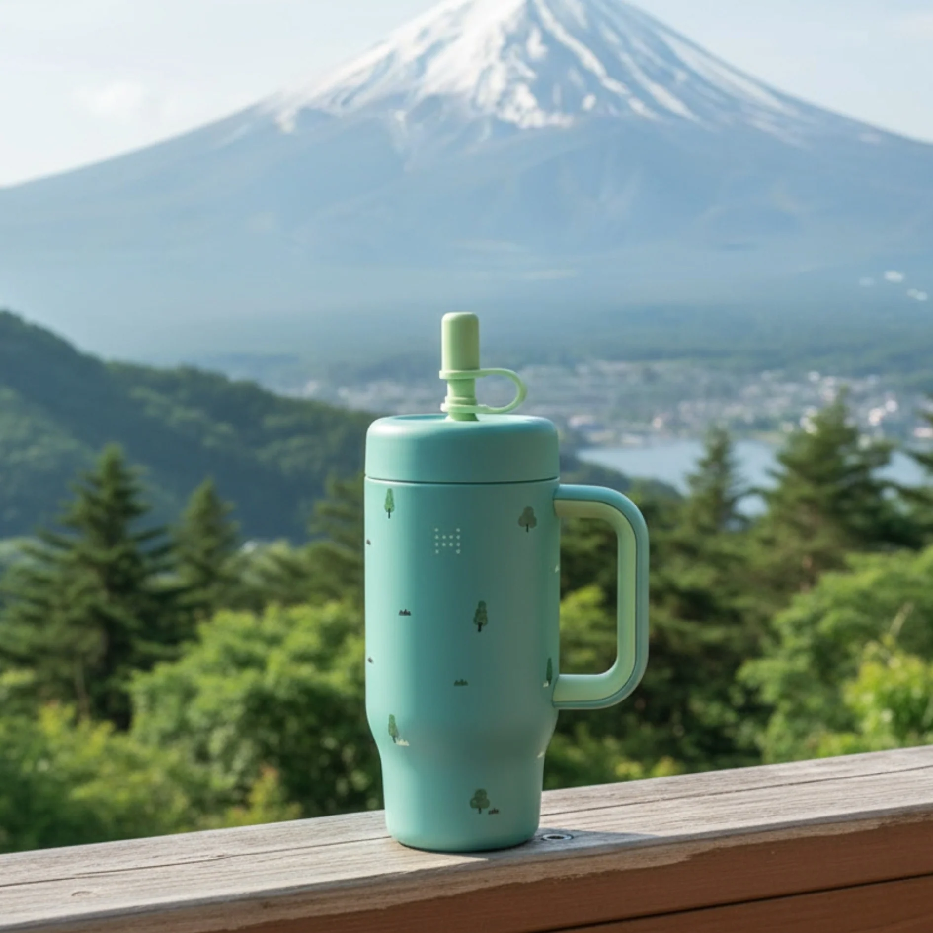 Garrafa Térmica com Canudo e Alça Natureza 530ml - Marcus & Marcus