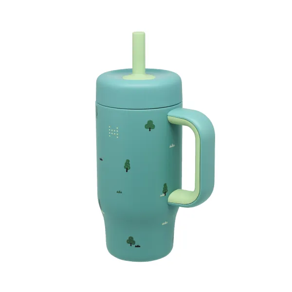 Garrafa Térmica com Canudo e Alça Floresta 530ml - Marcus & Marcus
