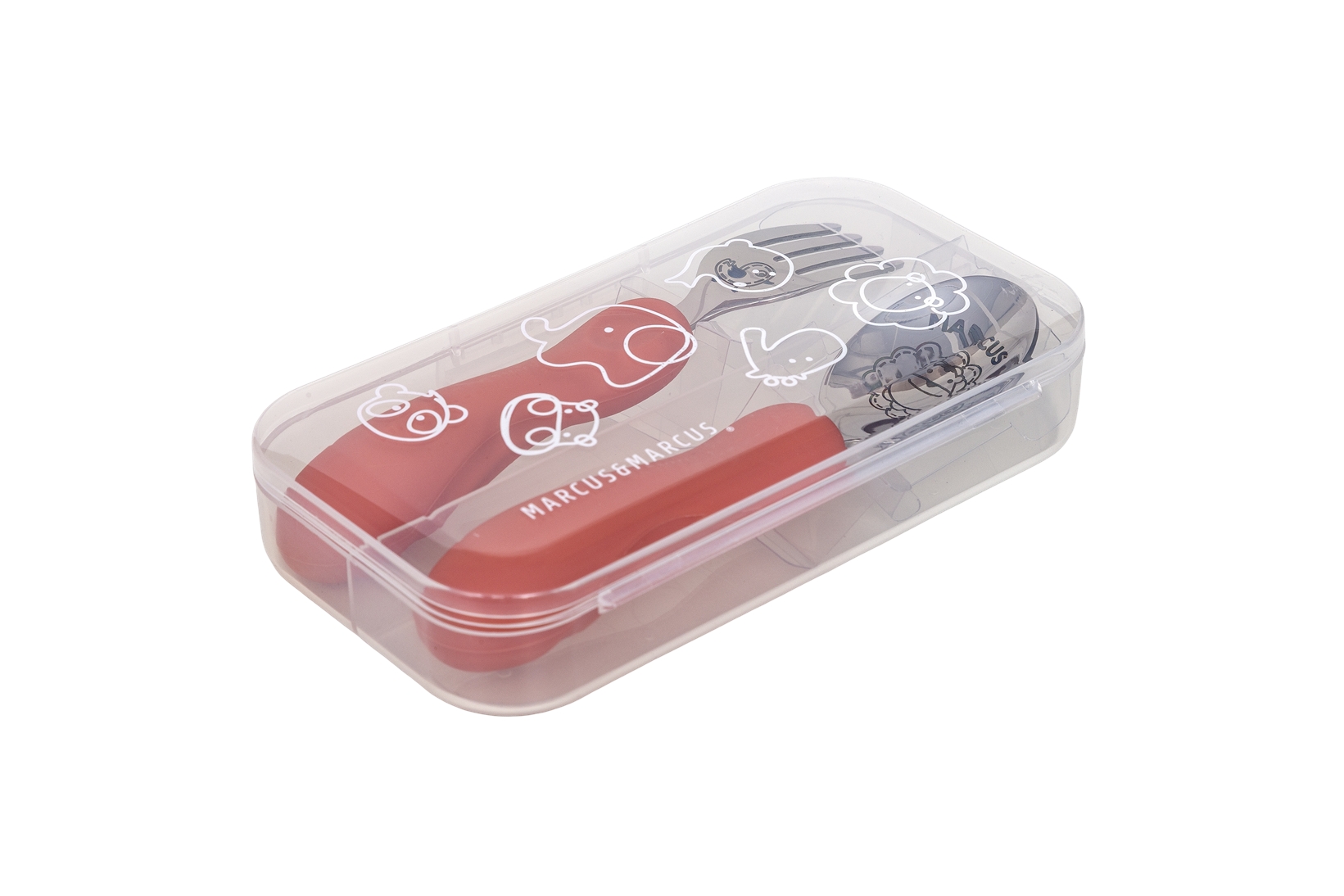 Jogo de Colher e Garfo Anatômico Coral com Case - Marcus & Marcus