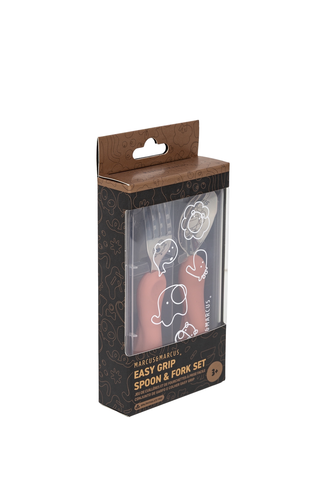 Jogo de Colher e Garfo Anatômico Coral com Case - Marcus & Marcus