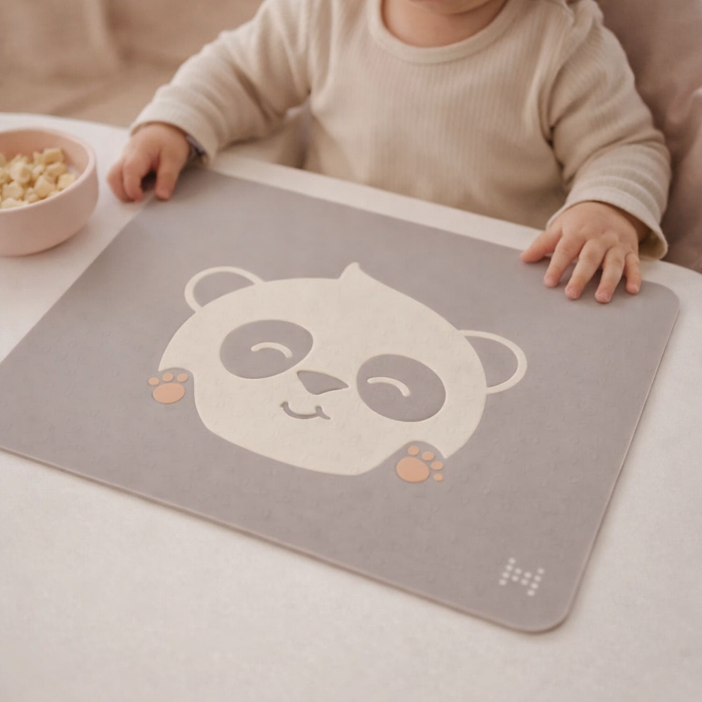 Jogo Americano em Silicone Panda Cinza Claro - Marcus & Marcus