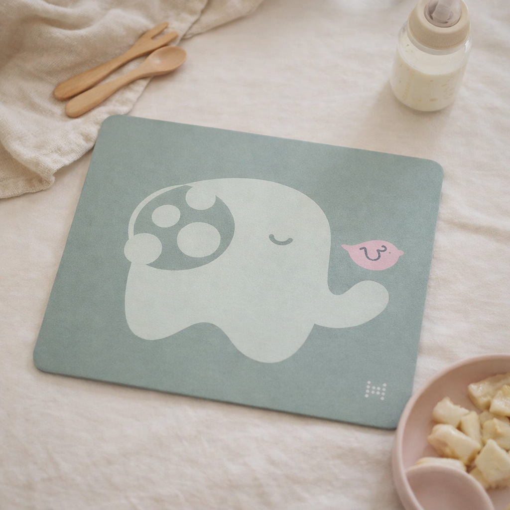 Jogo Americano em Silicone Elefante Ollie Verde Menta - Marcus & Marcus
