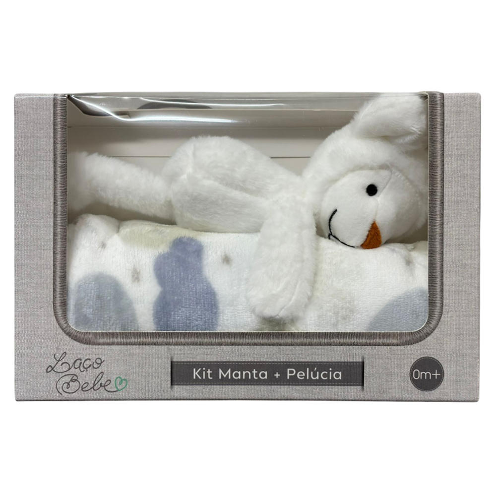 Kit Manta e Pelúcia Laço Bebê Lua Azul e Ovelha - Laço Bebê