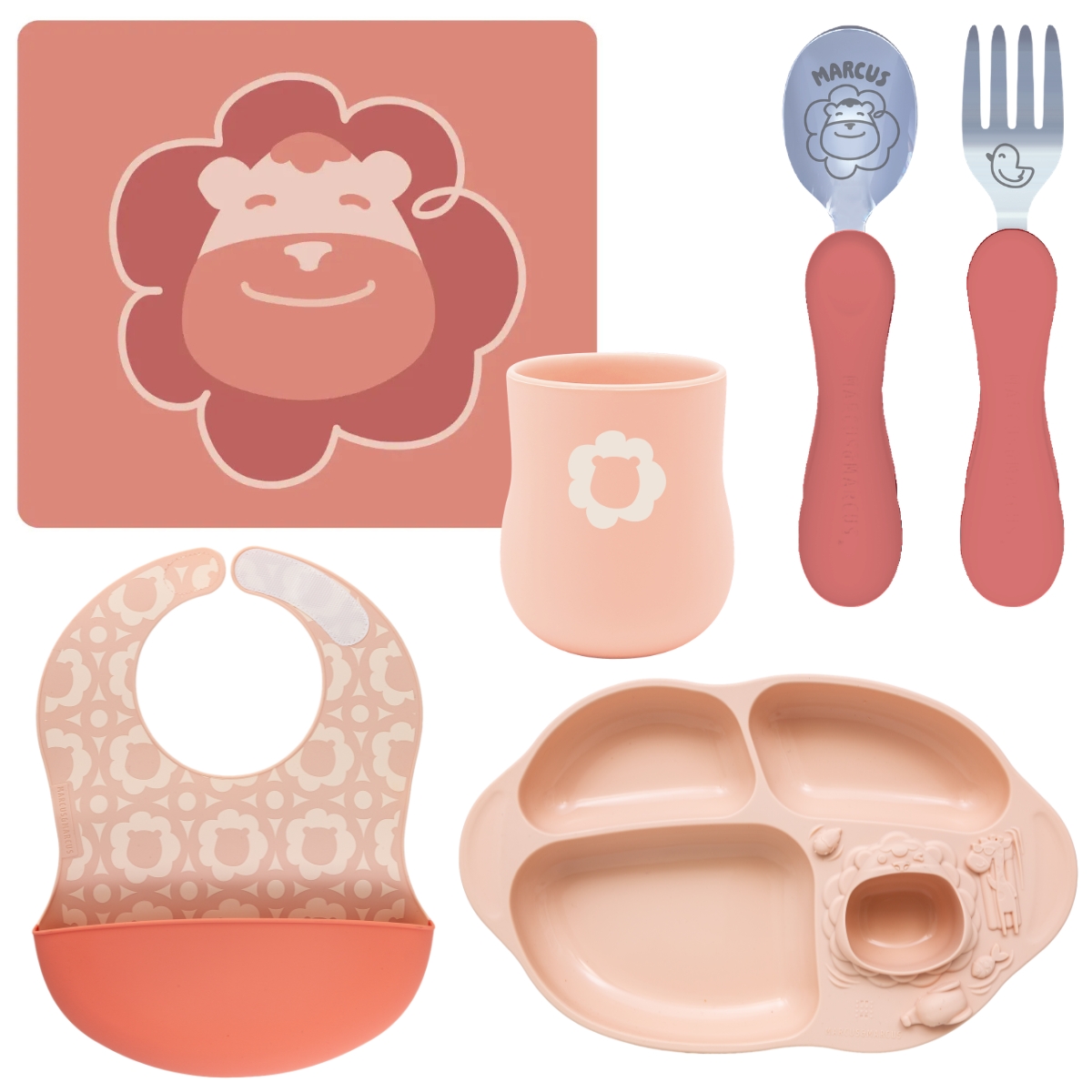 Kit Alimentação Leão Vermelho Coral - Marcus & Marcus