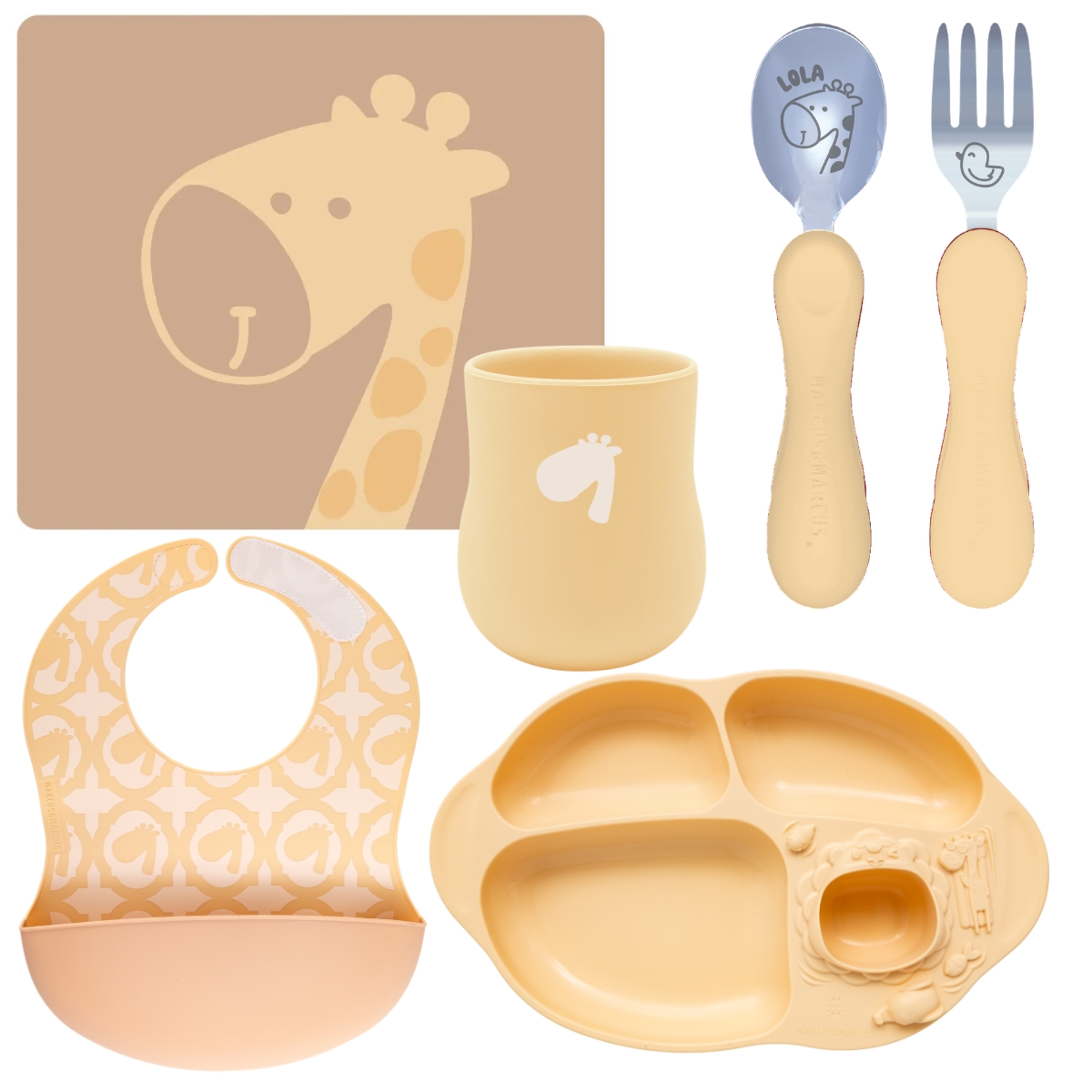 Kit Alimentação Girafa Lola Amarelo Manteiga - Marcus & Marcus