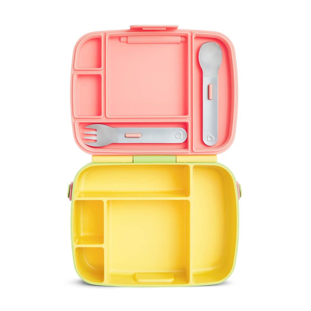 Baby Open Box - Lancheira Bento Box com Talheres Amarelo/Verde/Rosa - Munchkin