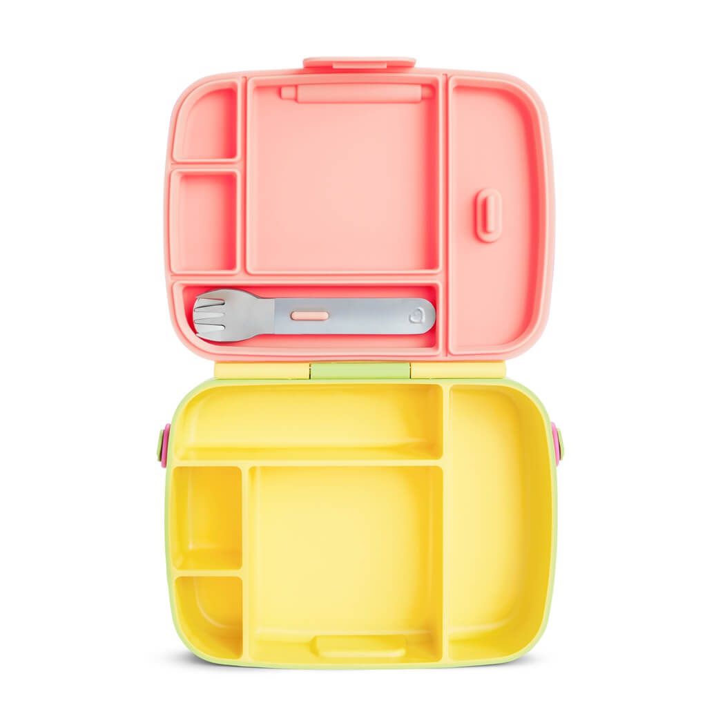 Baby Open Box - Lancheira Bento Box com Talheres Amarelo/Verde/Rosa - Munchkin