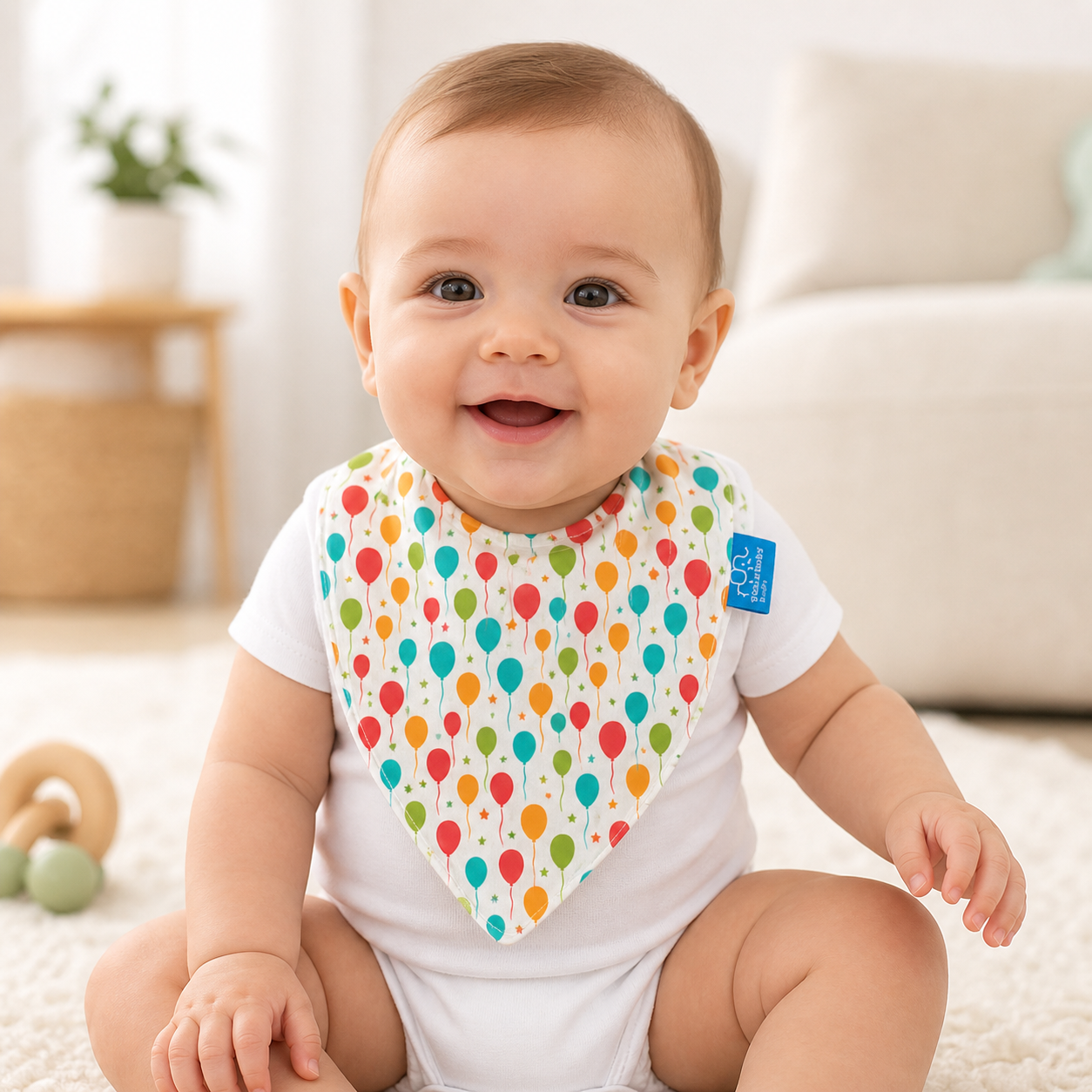 Babador Bandana Multikids Baby 100% Algodão – Balões 6+ Meses