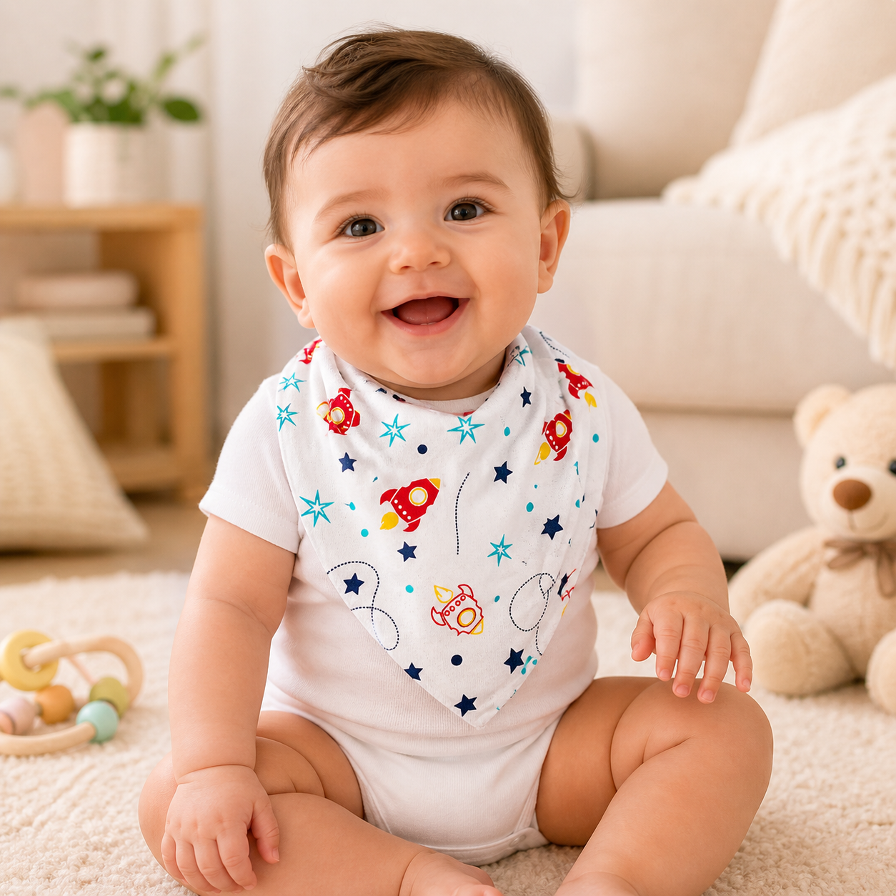 Babador Bandana Gumii 100% Algodão Estampa Espaço Sideral – 6+ Meses