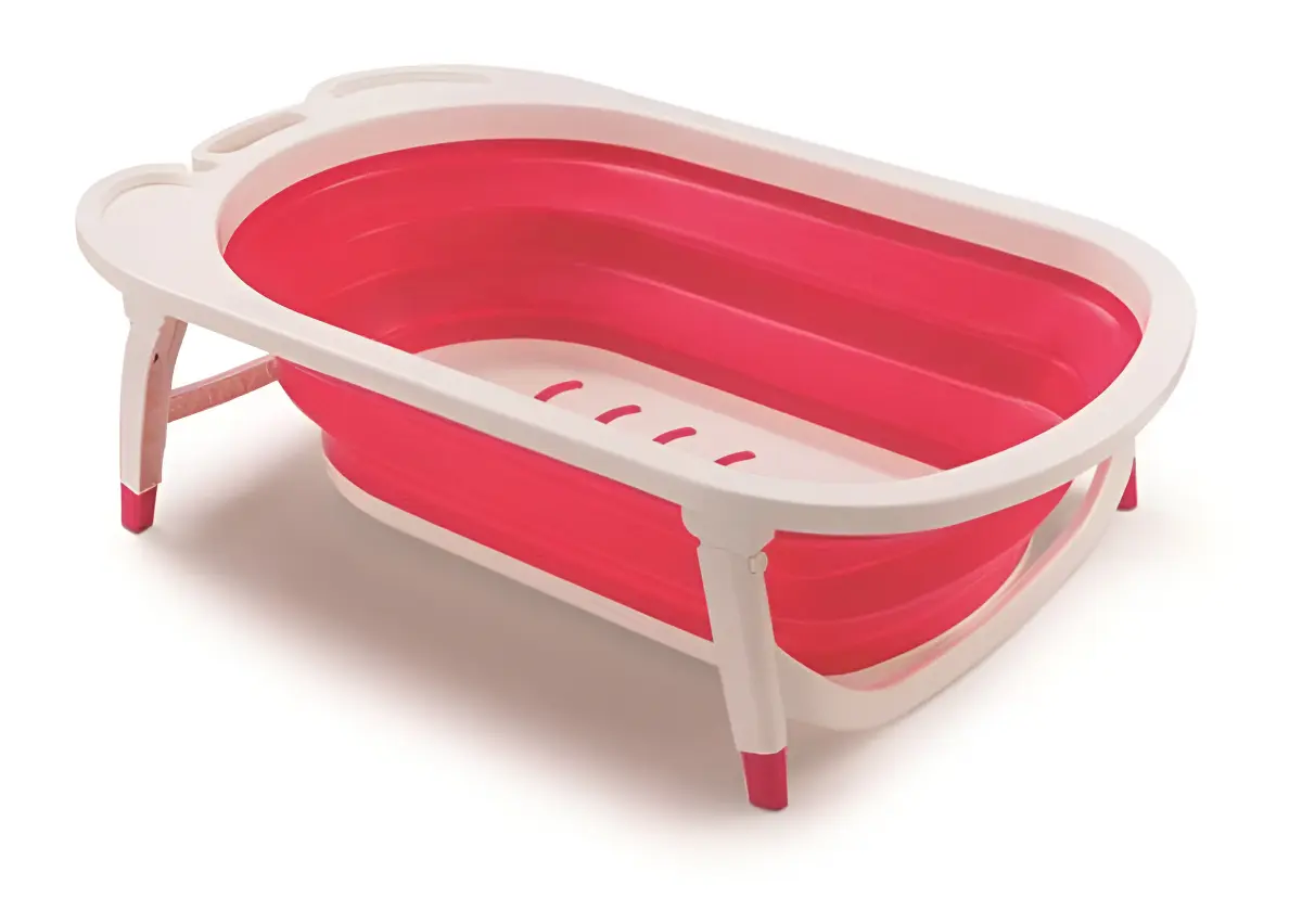 Banheira Dobrável Weego Flexibath Rosa – Compacta, Portátil e Segura para Bebês